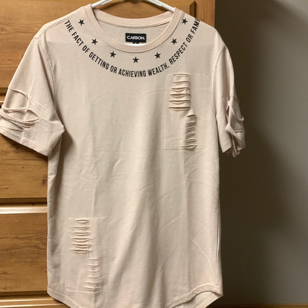 Oatmeal distressed tee